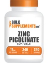 BulkSuplements.com Zinc Picolinate Softgels - Zinc 11mg, untuk dukungan Imune, Gluten Free - 1 Softgel per Serving, 240 Count (Pack of 1)