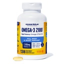 Veicer Triple Professional Oceanblue Kekuatan Omega DPA Fish Oil Suplemen 2100mg, Potency Tinggi DHA, Wild Caught, Burpless, 69 Servings (138 Count Natural Orange Flavor)