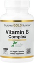 California Gold Nutrition Vitamin B Kompleks, Thiamin B1, Riboflavin B2, Niacin B3, Pyridoxine B6, Biotin B7, Panothenic Acid B5 dan Pro Folate B9, Gluten Bebas, Non GMO, 60 veggie Capsules