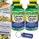 Spring Valley Calcium Citrate Tablet Diet Suplemen 600 mg 300 Ct 4 pk Choice Bundle (1200 Total) + Vitamin Guide & Pil (6 Item)!