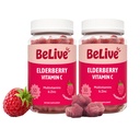 BeLive Elderberry Gummies dengan Zinc dan Vitamin C - Imune Dupport dengan Vitamin D, A, E, B12 - Gummies for Heally Bones & Teeth, Vegan, Keto & Non-GMO - Raspberry Flavor 124- Pack
