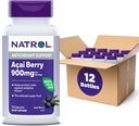 Natrol Acai Berry, Dietary Supplement, Antioksidant Protection & Pertahanan, The Ultimate Super Fruit, 900 mg Veggie Capsules, 75 Count (Paket 12)