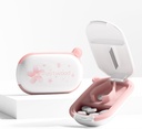 White Small Pill Cutter Splitter dengan alat cinding untuk Pil Kecil dan Kecil, Tablets Vitamin, Portable Extrable Pill Crusher untuk Purse Pocket