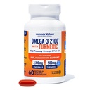 Oceanblue 2100 Triple Strength Omega-3 Fish Oil dengan Turmeric 124; Burpless Omega 3 Combo Tambahan dengan Curcumin EPA DPA DPA 124; Heart dan Gabungan Dukungan 124; 60 Softgels