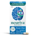 Suplemen Otak + Mata NeURIVA untuk Memori, Fokus & konsentrasi dengan Lutein & Vitamin A C E dan Zinc untuk Kesehatan Mata & IkhtimeI ke Filter Blue Light, 30ct Capsules