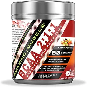 Amazing Muscle BCAA 2: 1: 1 Branched Chain Amino Acids Supplemen 124; 6000 Mg Per Serving 124; Fruit Flavor 124; 60 Servings