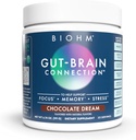 BIOHM Gut-Brain Connection Memory & Focus Supplement (6.74 Oz, 30 Servings) Mendukung Kesehatan Gut & Kognitive Wells, Membantu Enhance Mood, Propines, Singa Mane & Bacopa Monneiri, Chocolate Flavor