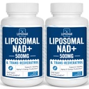 Lipomal NAD + 500 mg + Trans- Resveratrol 300 mg, Absorpsi Superior, True NAD Supplication Eefisien Dari NMN, Nicotinamide Riboside untuk Cellular Energy Metabolisme & DNA Repair, Penuaan Sehat, 120 Softgels