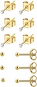 6Pairs 2mm / 3mm Bedah Steel Hypoallergenic Studs, 20G 14K Real Gold Filled Tiny Stud Earrings Set for Multiple Hole Piercing (Cubic Zirconia, Pearl, Ball)