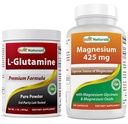 L- Glutamine Pure Powder 1 LB & Magnesium Glycinate 425 mg