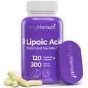 LongLifeNutri Stabilisasi R-Alpha Lipoic Acid 300mg - Potency Na- RALA Tambahan untuk Fungsi Energi Sel & Metapollic, 120 Vegetarian Capsules, Persediaan 4 Bulan, GMP Sertifikasi, Dibuat di AS