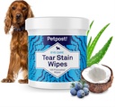 Petpost Tear Sear Remover Wipes for Dogs Hobles 124; 100 Count Gentle Eye Wipes with Juniper Berry & Coconut Sour Face Wipes for Tear Stains & Eye Discharge