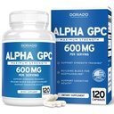 Kapsul GPC Chsules Alpha - 120 Count, 600mg Servis (Bantuan Brain Support Aid That Support Focus, Memory, Motivation, & Energy (Third Party Tested, Vegan Save Made in The USA) Brain Support Suplemen