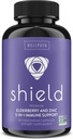 WellPath Shield Elderberry Capsules - 5-in- 1 Hamilune Dukungan Booster dengan Zinc, Vitamin C, Echinacea, Propolis Bee - Premium Zinc Suplemen - 600 mg Sambucus Black Elderberry Pil untuk Dewasa - 60 Ct