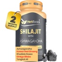 Herbtonics Shilajit for Men & Women with Ashwagandha, Korea Red Ginseng, Rhodiola Rosea, Ginkgo Biloba, Tonkat Ali 124; Fulvic Acion & Trace Minestrace for Stamina & Imunity 124; 60 Vegan Capsules