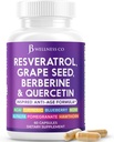 JB Wellness Resveratrol Grape Extract, Berberine, Quercetin - Polyphenol Suplemen Perempuan dan Pria dengan Noni Extract, N- Acetyl Cysteine, Extract Acai - 60 Capsules
