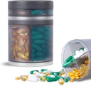 Extra Large Supplement Organizer and Portable Pill Case with 8 Comments Double Lapers Medicine Dispenser Monthly Vitamin Organizers Pill Bottle, Gray