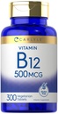 Carlyle Vitamin B-12 500mcg 124; 300 Tablet 124; Vegetarian, Non-GMO, Gluten Free Suplemen