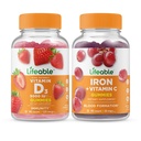 Lifeable Vitamin D 5000 IU + Iron with Vitamin C, Gummies Bundle - Great Tasting, Vitamin Suplemen, Gluten Free, GMO Free, Chewable Gummy
