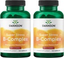 Swanson Vitamin B-Complex w / Vitamin C - Natural Suplement Promoting Stress Relief, Energy Support & Aiding Ammune Health - May Dukung Metabolisme & Nervous Health - (100 Capsules) (2 Pack)