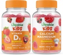 Lifeable Vitamin D Kids + Calcium Magnesium Kids, Gummies Bundle - Great Tasting, Vitamin Suplemen, Gluten Free, GMO Bebas, Gummy Chewable