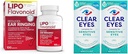 Lipo- Flavonoid Tinnitus Relief Ear Health Vitamin 100 Caplets & Clear Eyes Sensitive Eye Drops 0.5 Oz 2 Pack Bundle