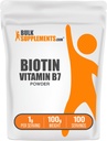 BulkSuplements.com Biotin 10000mcg Powder - Vitamin B7, Vitamin for Hair, Skin, and Nails - Gluten Free, 1g per Serving (10mg Biotin), 100g (3.5 oz) (Paket 1)