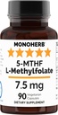 MONOHERB L- Methylfolat 7.5 mg - 90 Vegetarian Capsules - Methyl Flounding Suplemen