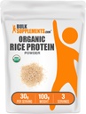 BulkSuplements.com Organic Rice Powder - Vegan Plant Protein, Unflashing - Vegan & Gluten Free, 30g per Serving, 100g (3.5 oz) (Paket 1)