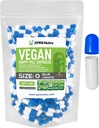 XPRS Nutra Ukuran 0 Kosong Kapsul - 100 Cacah Katup Vegan Kosong - Pil Vegetarian - DIY Kasule Filling - Veggie Pill Caps untuk Do- It-Yourself Suplemen (Blue / White)