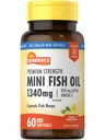 Sundance Mini Fish Softgels 1340mg 124; 60 Count 124; Controls Fish Burps 126; Premium Power Formula dengan Omega-3 124; Natural Lemon Flavor 124; Non-GMO dan Gluten Free Suplemen