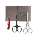 LIVINGO 4,5 inci Gunting jenggot dan kumis untuk Pria, Pelaut Keselamatan Tingkat Profesional Sharp Stainless Steel Small Beauty Factory Nose Gunting Kit dengan Mini Comb and Leather Case
