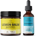 HERBAMA Lemon Balim dan Ahwagandha Kit - Bundle of Lemon Balm Gummies & Ashwagandha Liquid Drops 2 - Vegan, Non- GMO, Alkohol & Gelatin-Free - 2 Pack