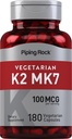 Piping Rock K2 MK7 Vitamin Suplemen 126; 100 mcg 124; 180 Vegetarian Capsules 124; untuk Perempuan dan Pria 124; Non-GMO, Gluten Bebas