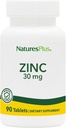 NaturesPlus Zinc Tablet - 30 mg, 90 Vegetarian Tablet - Imune System Supplement for Cellular Growth & Repair - Promotes Healthy Dibuble, Metabolisme & Vision - Gluten- Free-90