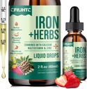 Liquid Iron Supplemen untuk Perempuan, Pria, Iron Drops with Women 's Health Herb Blend, Calcium, Zinc & Multivitamin - Dukung Pembangun Darah, Skin, Energi, Imuniune for Iron Deficiency, Anemia, Vegan 2 Fl Oz