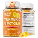 Turmeric Gummies 1000mg w / MCT Oil C8, Organic Antioksidant, Curcumin Turmeric dengan Ekstrak Labu Hitam, Dukungan Komfort, Energi Boost, Absorpsi Ultra, Gula Bebas 60 Cts