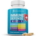Dukungan Imune 8 dalam 1 Kapsul - Tambahan Zinc, Vitamin D3, Vitamin C dan Elderberry - Suplemen Immune Booster dengan Echinacea, Ginger Root, dan Turmeric