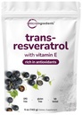 Murni Trans- Resveratrol Powder dengan Vitamin E, 5 Ounce, 2 dalam 1 Formula, Micronized Powder untuk Better Absorpsi, Premium Resveratrol Supplemen, Super Antioksidant