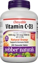 Webber Vitamin C + D3, 200 Teeth Oranye Tablet, 1000 mg Vitamin C dengan 1000 IU dari D3 Per Serving, Bones, Teeth, Immune dan Antioksidant Dukungan, Non GMO, Dairy & Gluten Bebas
