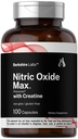 Tambahan Horbäach Nitric Oxide dengan Creatine 124; 100 Capsules 124; L Citrulline, L Arginine, dan Cretine Monohydrate 12.4; Non-GMO, Gluten Free Alagly 124; Berkshire Labs