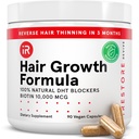 iRestore Suplemen Perkembangan Rambut - Rambut Kehilangan Vitamin untuk Perempuan dan Pria - Biotin Multivitamin & DHT Blocker untuk Mengurangi Penuntang Rambut - Tumbuhan Rambut