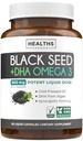 Cold- Menekan Katup Minyak Benih Hitam - Vegan Non- GMO Nigella Sativa Black Benih Oil Suplemen dengan Omega 3 DHA untuk Wellness & Dukungan Tubuh Penuh - Vegan Omega 3 & Thymoquinone - Kaya (1 Bulan)