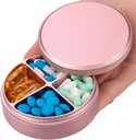 Metal Pill Organizer 4 Kompartemen - Portable Travel Pill Case Daily, Koper Pill Box for Purse, Compact Pil Holder Medicine Container for Vitamin Cod Liver Oil Suplemen Pink