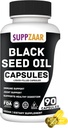 Vegan Minyak Benih Hitam 1000mg. Cold- Menekan Minyak Benih Cumin Hitam untuk Imune, Struktur, Skin & Ditraffic Non-GMO, Gluten & Gelatin Free - 45 Hamba, 90 Liquid Filed Capsules