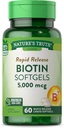 Nature 's Truth Biotin 5000mcg 124; 60 softgeels 124; Non-GMO & Gluten Free Supplemen untuk Pria dan Wanita