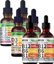 NUSAVA Vitamin B12 Liquid Drops Bundle, Strawberry Flavored D3, & Vanilla Flavored D3 K2 - Enable Liquid Vitamin for Heart, Energy, Brain & Imune Dupport - Non-GMO, Gluten- Free, 2pk Each