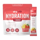 SkyMD Hidration + Energy 124; Electrolytes Powder Packters 124; Low Sugar, Sodium, 10 Calories 124; 10 Vitamin & Minamins 124; 150g Caffeine for Increased Focus and Performance 124; Strawberry Leemary 124; 14 Sticks