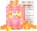 Kesehatan oleh Habit Hair, Skin dan Nails Tambahan (60 Gummies) - 2500mcg Biotin, Vitamin C, Vitamin E, Kuat Nails, Peach Flavor, Vegan, Gluten Bebas, Non-GMO