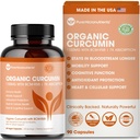 Curcumin Turmeric Organik dengan Black Pepper & BCM-95 - untuk Dukungan Inflammatory, Otak & Imune Kesehatan - 60 Vegan Turmerik Kasules, 10000mg Per Serserve - Suplemen Curcumin Herbal